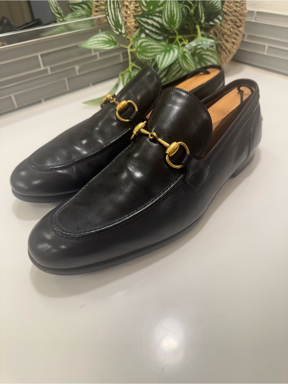 Gucci Jordaan Black Leather Horsebit Loafers Mens 8.5 US 9 $1095